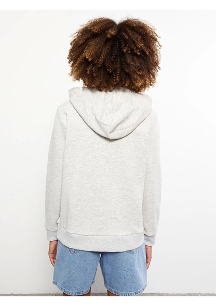 Lcw Vision Gri Baskılı Kadın Kalın Hoodie indirimleri