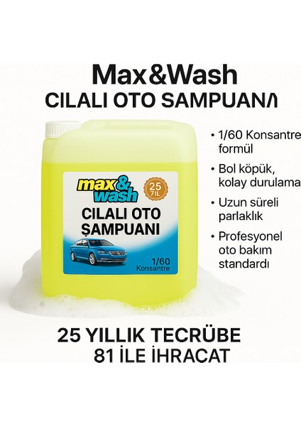 MAX WASH20KG Cilalı Oto Şampuan 1/60KONSANTRE