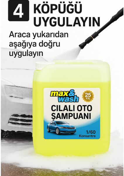 MAX WASH20KG Cilalı Oto Şampuan 1/60KONSANTRE indirimleri