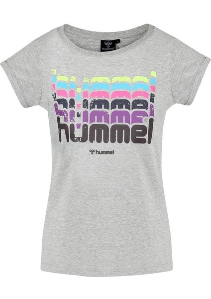 Catty Kadın Gri Baskılı Bisiklet Yaka Tişört