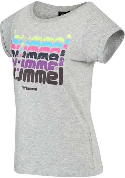 Catty Kadın Gri Baskılı Bisiklet Yaka Tişört