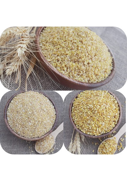 Köy Bulguru 1 Kg, Kırık Yarma 1 Kg, Aşurelik (Keşkeklik) Buğday 1 kg (Net 3kg) Doğal Köy Mahsulü