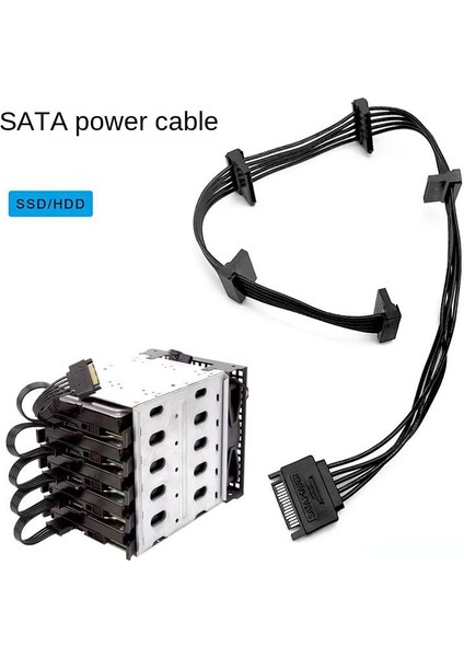 Sata Power Çoklayıcı Splitter 1 Erkek 5 Dişi Sata Power Çoklayıcı Kablo 85CM fırsatları