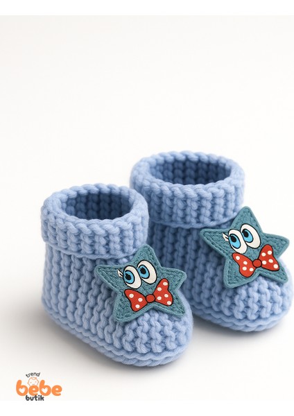 Yıldız Desenli Bebek Patik 1 Yaş %100 Triko Örgü Patik – Kız ve Erkek Bebek Için Örgü Pamuklu Patik fiyatları