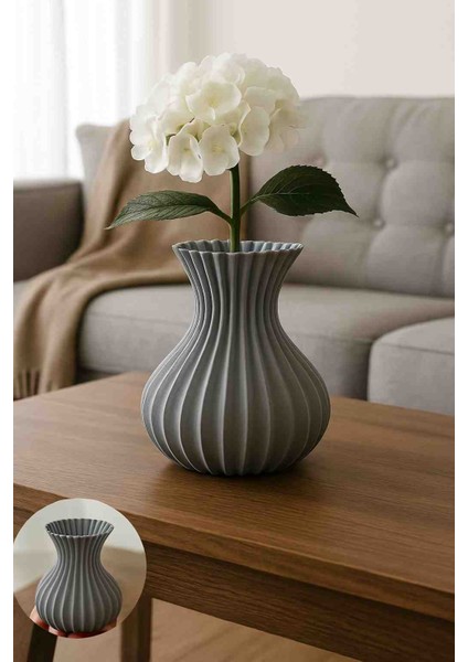 Dekoratif Modern Gri Vazo - 3D Tasarım