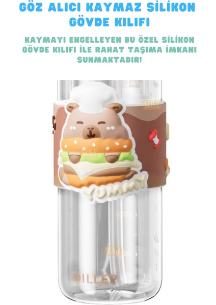 600ML Yeni Koleksiyon Sevimli Hayvanlar Süslü Pipetli/pipetsiz El Askılı Tritan Çocuk Matarası fiyatları