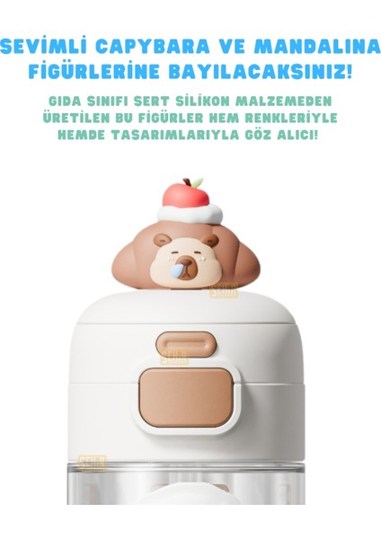 600ML Yeni Koleksiyon Sevimli Hayvanlar Süslü Pipetli/pipetsiz El Askılı Tritan Çocuk Matarası modelleri