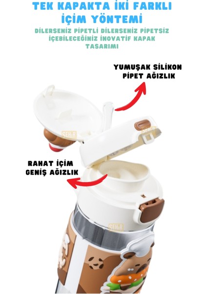 600ML Yeni Koleksiyon Sevimli Hayvanlar Süslü Pipetli/pipetsiz El Askılı Tritan Çocuk Matarası fırsatları