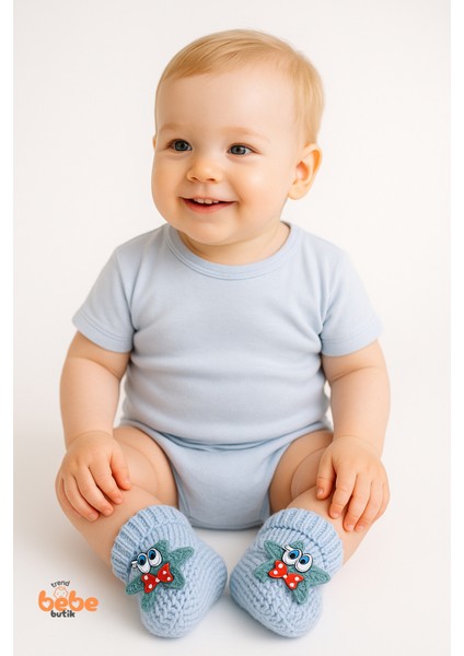 Yıldız Desenli Bebek Patik 1 Yaş %100 Triko Örgü Patik – Kız ve Erkek Bebek Için Örgü Pamuklu Patik modelleri