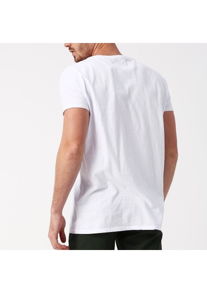 Erkek Beyaz Bisiklet Yaka T-Shirt fırsatları