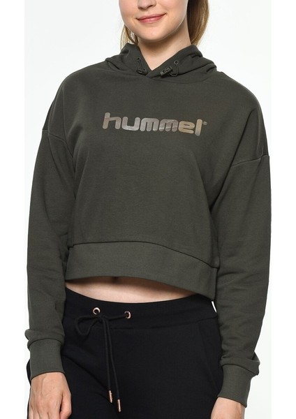 Rayce Kadın Haki Baskılı Kapüşonlu Sweatshirt