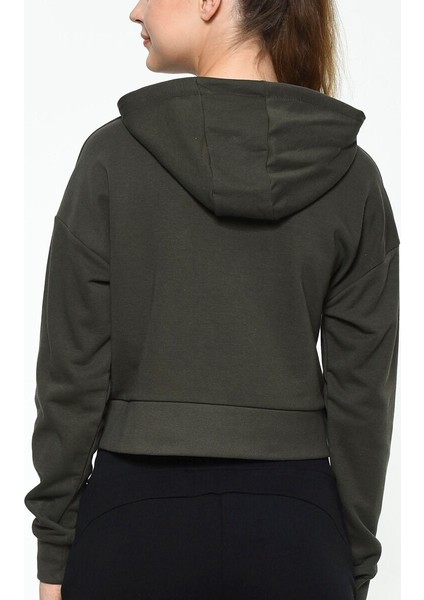 Rayce Kadın Haki Baskılı Kapüşonlu Sweatshirt modelleri