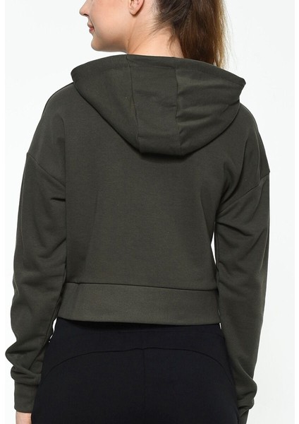 Rayce Kadın Haki Baskılı Kapüşonlu Sweatshirt