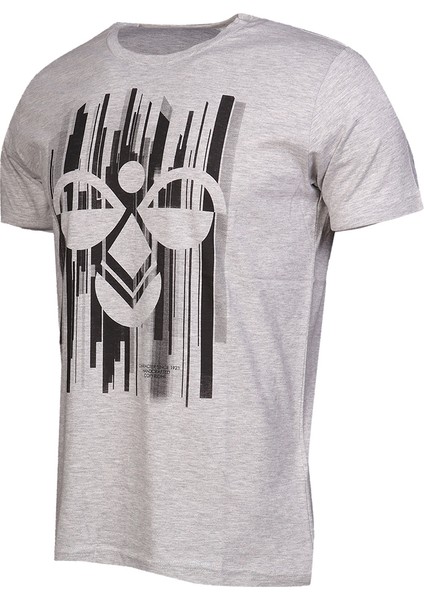 Raiden Erkek Gri Baskılı Bisiklet Yaka Tişört