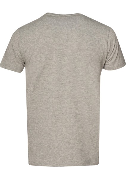 Raiden Erkek Gri Baskılı Bisiklet Yaka Tişört