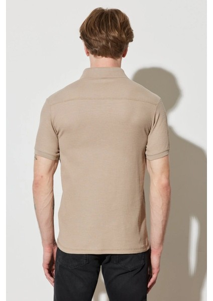 Regular Fit Normal Kesim %100 Pamuk Polo Yaka Haki Tişört