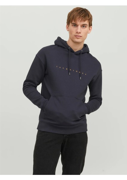 JJESTAR JJ SWEAT HOOD NOO Lacivert Erkek Sweatshirt