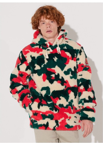 Regular Fit Normal Kesim Kapüşonlu Renkli Sherpa Sweatshirt