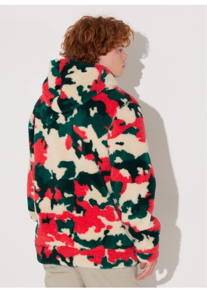 Regular Fit Normal Kesim Kapüşonlu Renkli Sherpa Sweatshirt