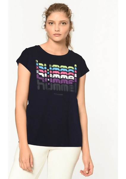 Catty Kadın Lacivert Baskılı Bisiklet Yaka Tişört fırsatları