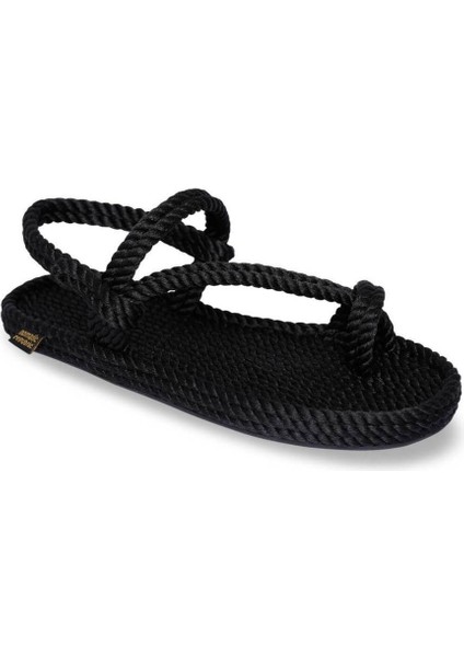 Hawaii Kauçuk Tabanlı Kadın Halat Sandalet Siyah