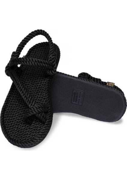 Hawaii Kauçuk Tabanlı Kadın Halat Sandalet Siyah
