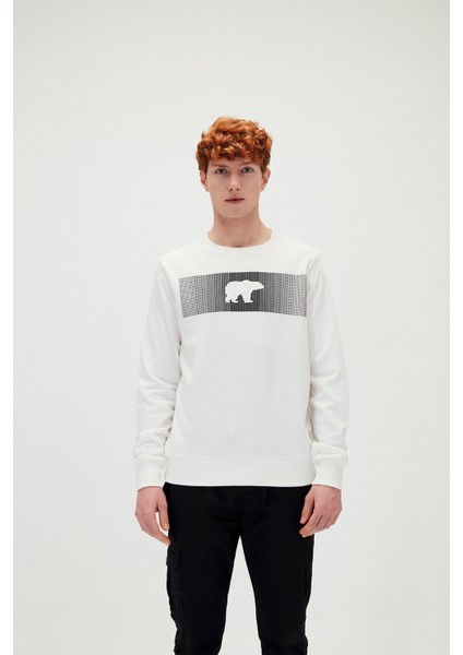 Fancy Crewneck Beyaz Erkek Sweatshirt 19.02.12.007-C04 fırsatları