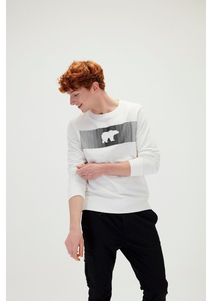Fancy Crewneck Beyaz Erkek Sweatshirt 19.02.12.007-C04 indirimleri