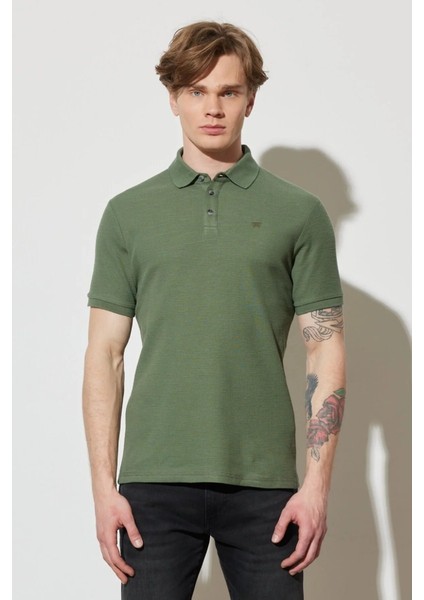 Regular Fit Normal Kesim %100 Pamuk Polo Yaka Haki Tişört