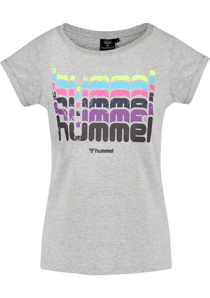 Catty Kadın Gri Baskılı Bisiklet Yaka Tişört