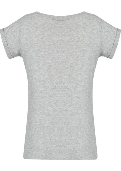 Catty Kadın Gri Baskılı Bisiklet Yaka Tişört fırsatları