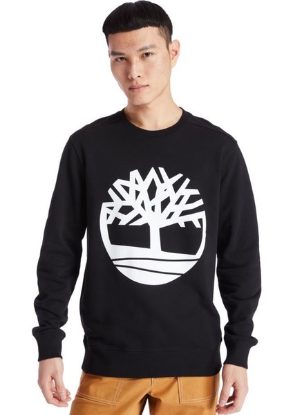 Tree Logo Crew Neck Erkek Siyah Sweatshirt TB0A2BJ8N921