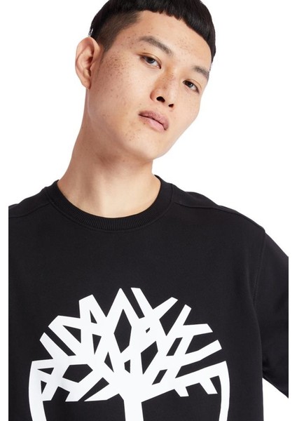 Tree Logo Crew Neck Erkek Siyah Sweatshirt TB0A2BJ8N921 fırsatları