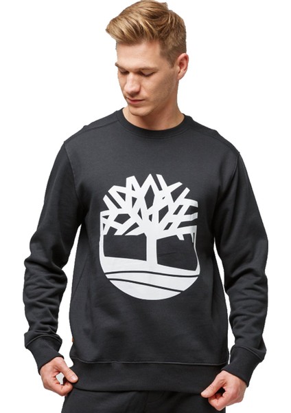 Tree Logo Crew Neck Erkek Siyah Sweatshirt TB0A2BJ8N921