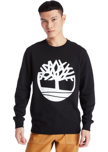 Tree Logo Crew Neck Erkek Siyah Sweatshirt TB0A2BJ8N921