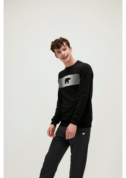 Fancy Crewneck Siyah Erkek Sweatshirt 19.02.12.007-C01