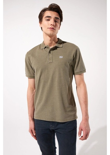 Regular Fit Normal Kesim Polo Yaka İndigo Tişört