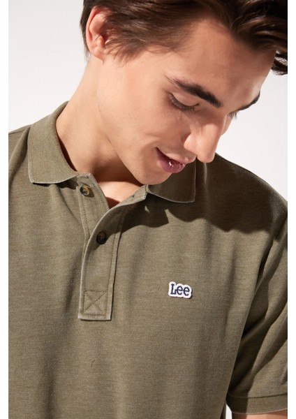 Regular Fit Normal Kesim Polo Yaka İndigo Tişört