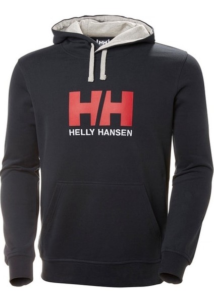 HH Erkek Lacivert Baskılı Kapüşonlu Sweatshirt