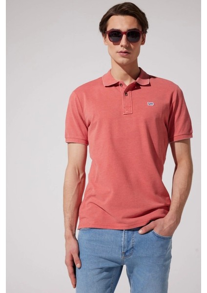 Regular Fit Normal Kesim Polo Yaka İndigo Tişört