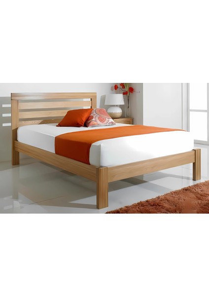 Eva Ithal Çam Masif Ahşap Başlıklı Karyola 90X190