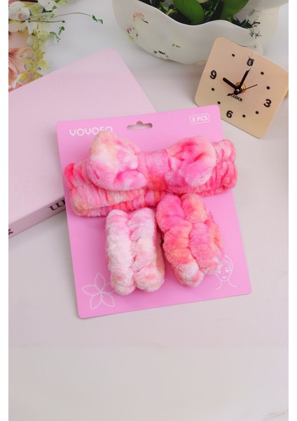 Batik Serisi Saç Bantı ve Bileklik Seti - Gül Kırmızısı