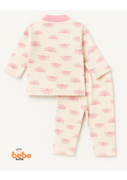Pembe Güneş Desenli Bebek Pijama Takımı 9-12 Ay | Uzun Kollu Unisex Uyku Takımı 2'li Bebek Takım fırsatları