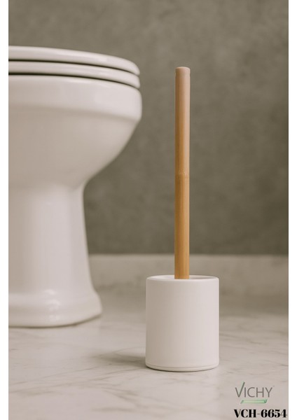 Vıchy Klozet Fırçası Bambu Saplı, Hijyenik ve Dayanıklı Tuvalet Fırçası VCH-6654