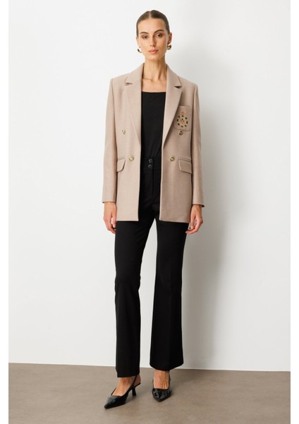 Önü Armalı Kapak Cepli Kaşe Ceket Vizon 05071 fiyatları