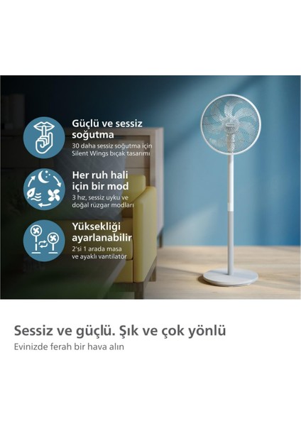 Silentwings Teknolojili Güçlü ve Ultra SESSIZ,2000 Serisi CX2550/00 Vantilatör modelleri