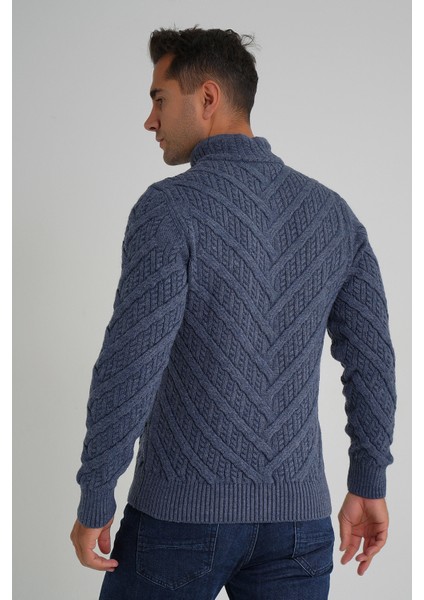 Erkek Ağaç Desenli Boru Yaka Yün Kazak TRIST-5349 fırsatları