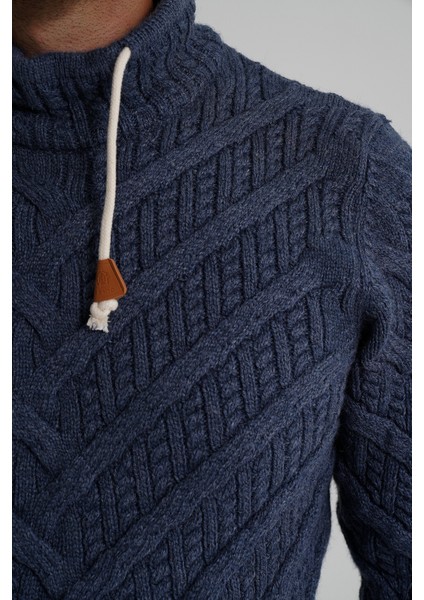 Erkek Ağaç Desenli Boru Yaka Yün Kazak TRIST-5349