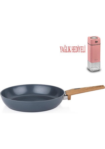 Seramik Tava 28 cm Yanmaz Yapışmaz Yüzey ve Pembe Yağdanlık