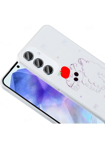 Galaxy A55 Kılıf Şeffaf Figürlü Zore Folk Sert Kapak - Çilek